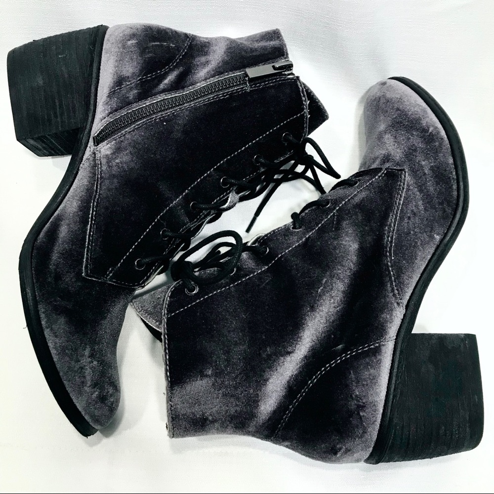 Dolce Vita Velvet Bardot Charcoal Combat Boots - Picture 1 of 8
